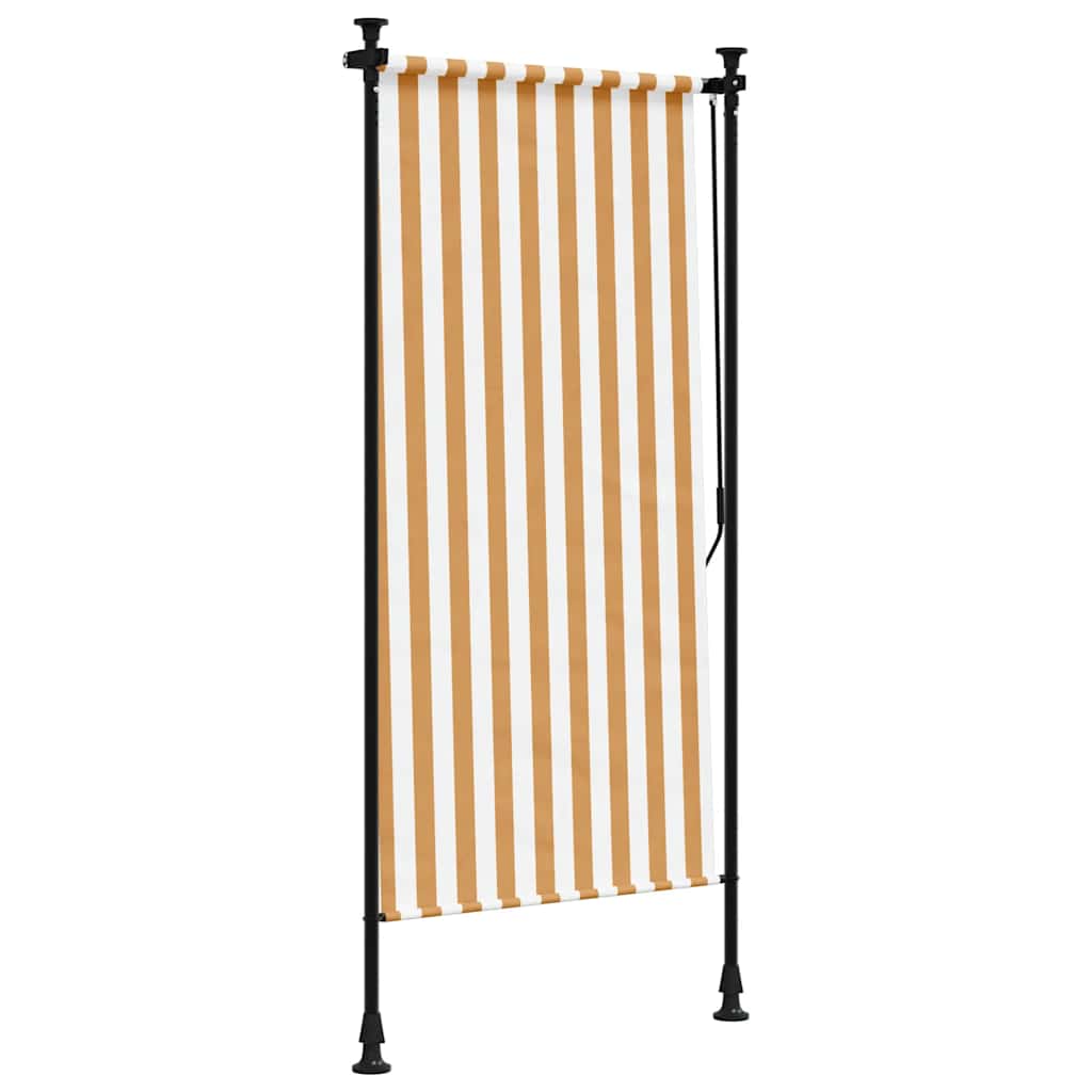 Venkovní roleta oranžová a bílá 100 x 270 cm textil a ocel