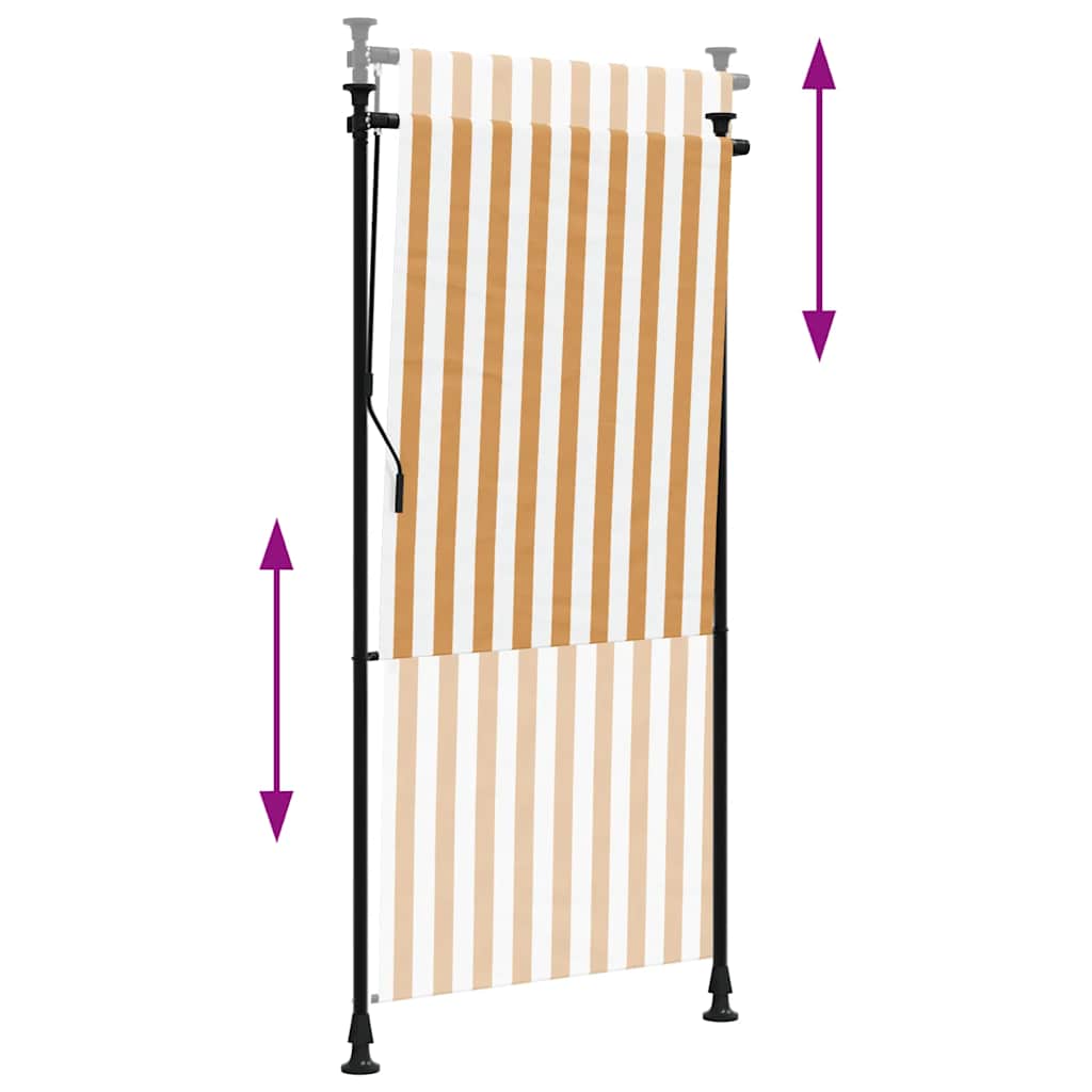 Venkovní roleta oranžová a bílá 100 x 270 cm textil a ocel