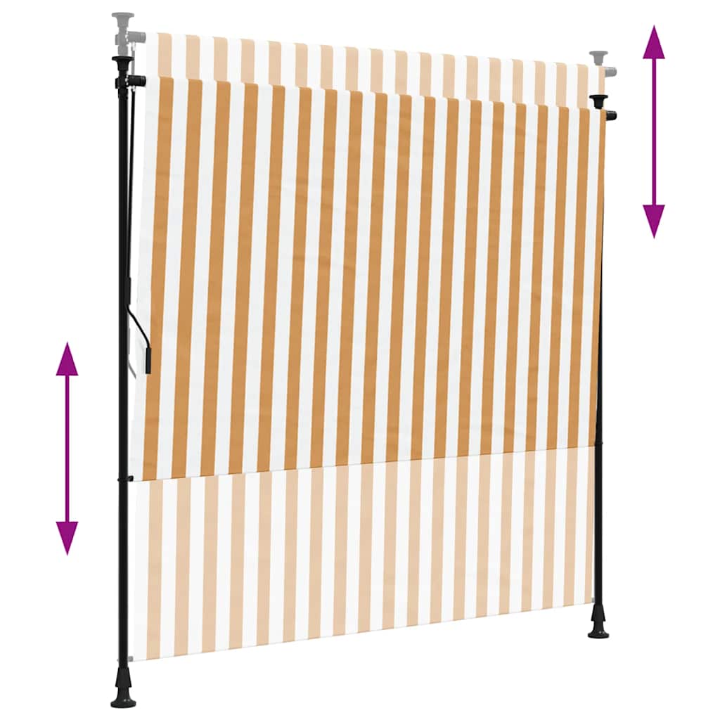 Venkovní roleta oranžová a bílá 200 x 270 cm textil a ocel