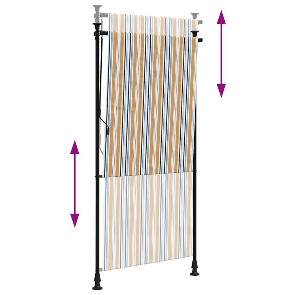 Venkovní roleta žlutá a bílá 100 x 270 cm textil a ocel