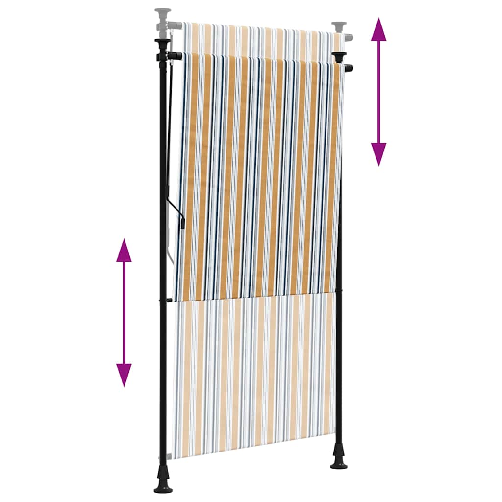 Venkovní roleta žlutá a bílá 120 x 270 cm textil a ocel