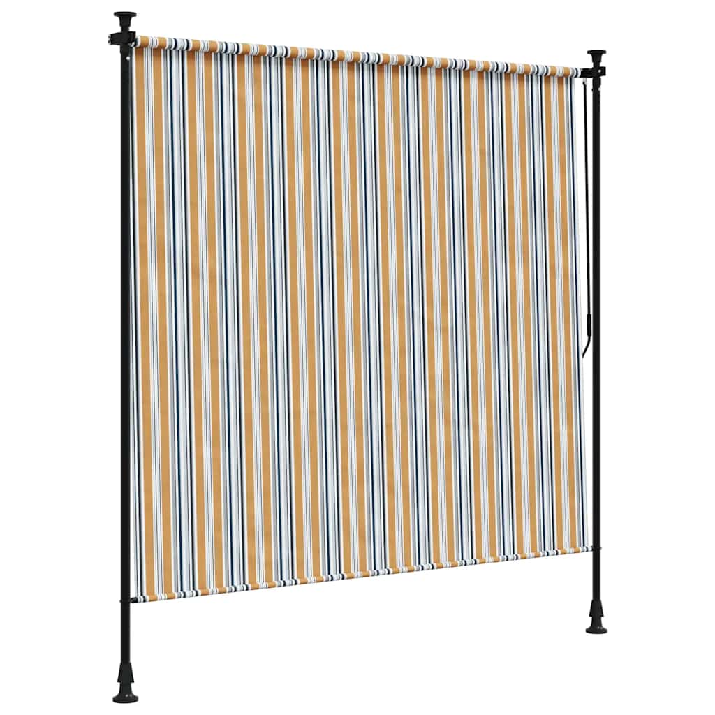 Venkovní roleta žlutá a bílá 150 x 270 cm textil a ocel