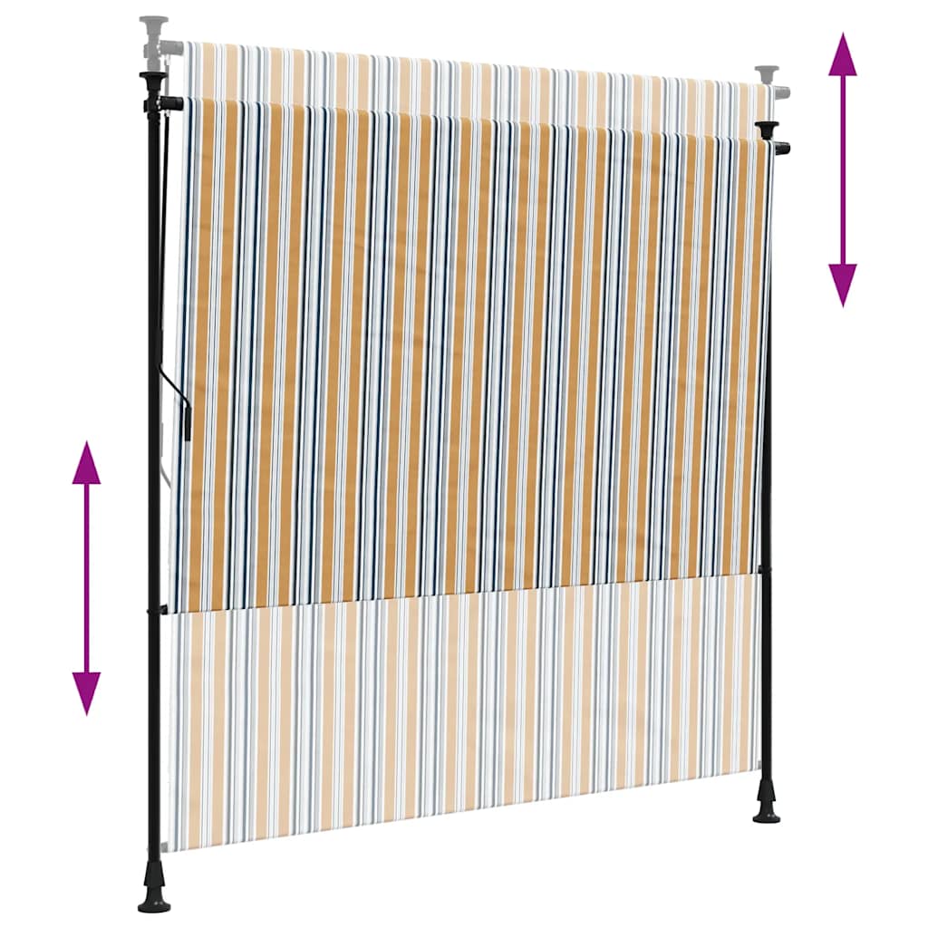 Venkovní roleta žlutá a bílá 150 x 270 cm textil a ocel