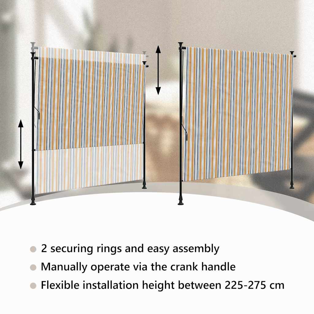 Venkovní roleta žlutá a bílá 150 x 270 cm textil a ocel