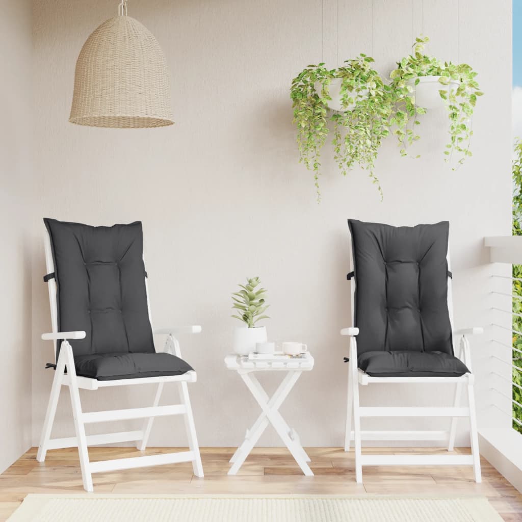Podušky na židli vysoké opěradlo 2ks antracit melanž 120x50x7cm