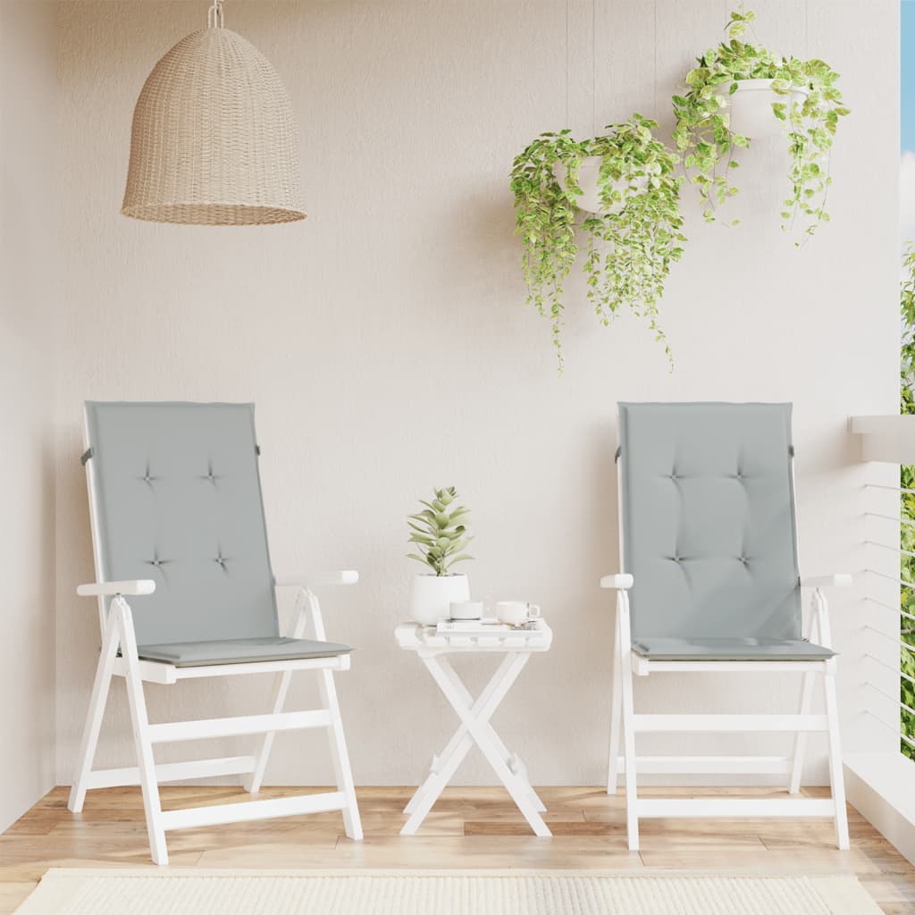 Podušky na židli vysoké opěradlo 2 ks šedá melanž 120x50x4 cm