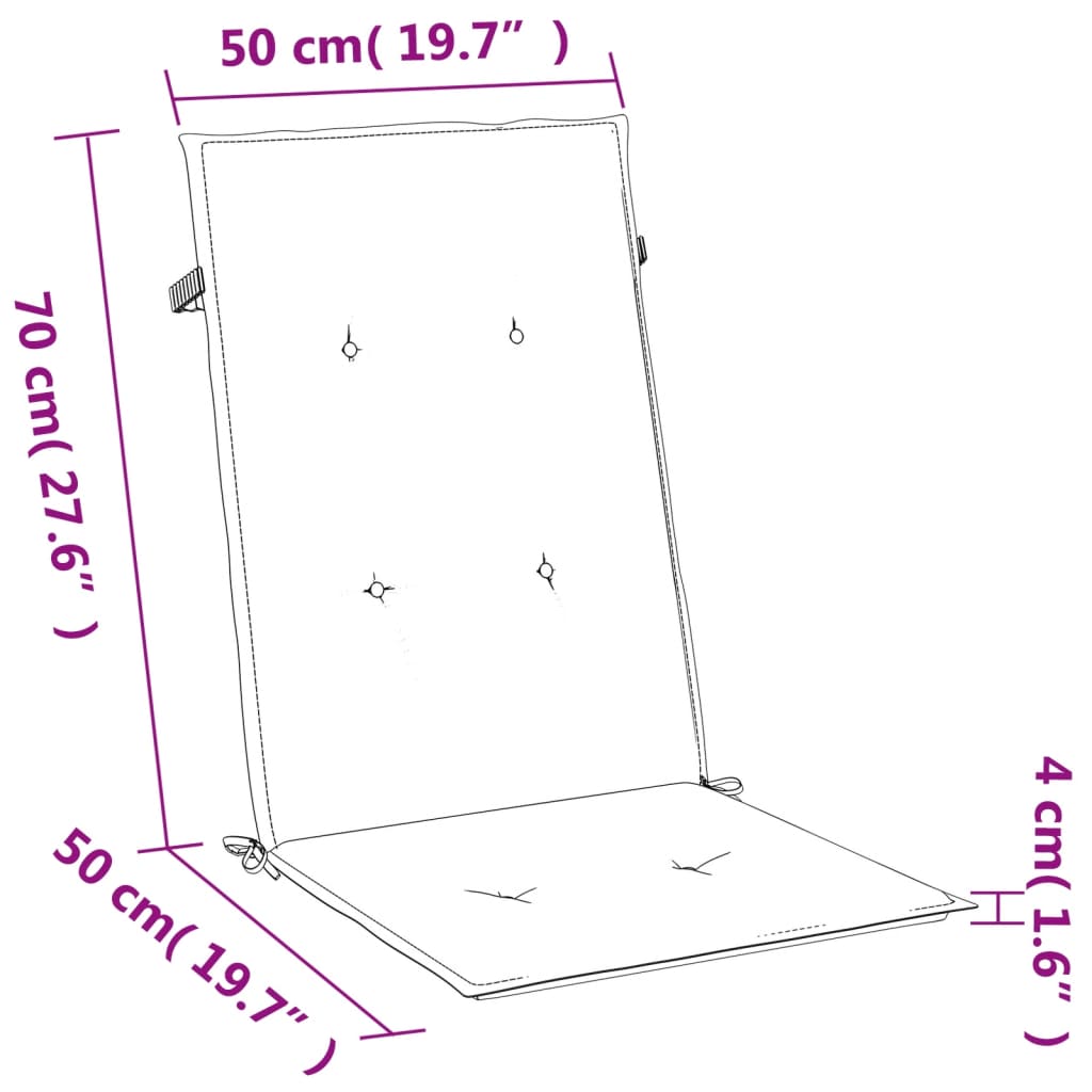 Podušky na židli vysoké opěradlo 4 ks béžová melanž 120x50x4 cm