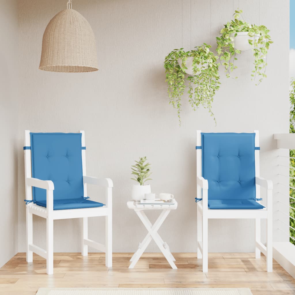 Podušky na židli nízké opěradlo 2 ks modrá melanž 100x50x4 cm