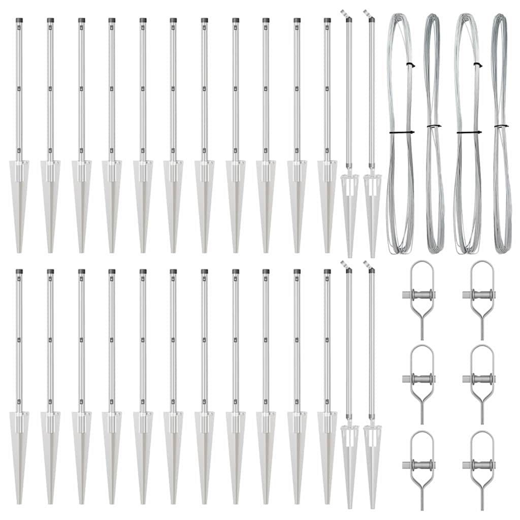 Plotový sloupek. 26 pcs Stříbrná 3.2 x 3.2 x 100 cm Ocel