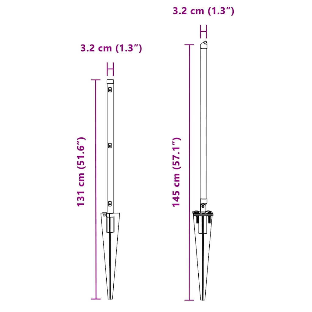 Plotový sloupek. 26 pcs Stříbrná 3.2 x 3.2 x 100 cm Ocel