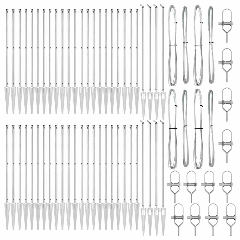 Plotový sloupek. Jiný 52 pcs Stříbrná 3.2 x 3.2 x 100 cm Ocel