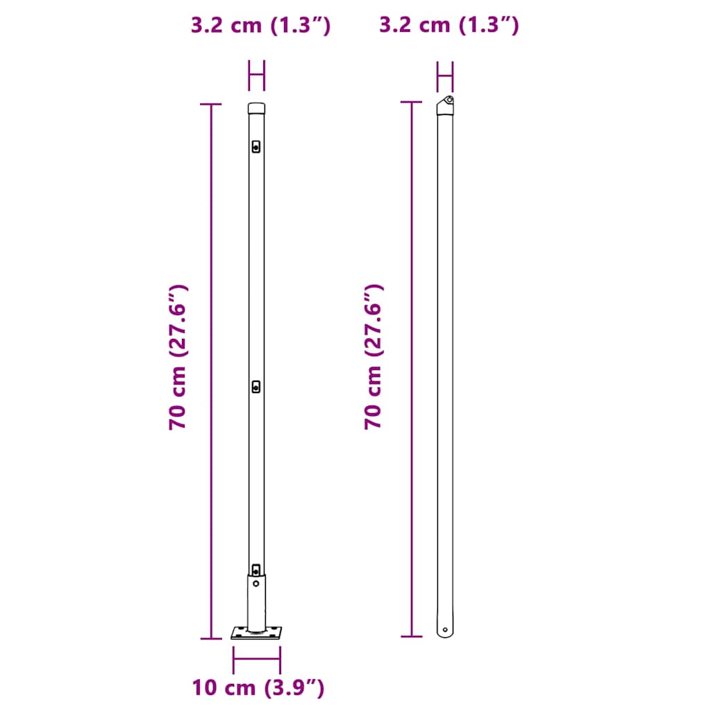 Plotový sloupek. Jiný 52 pcs Stříbrná 3.2 x 3.2 x 70 cm Ocel