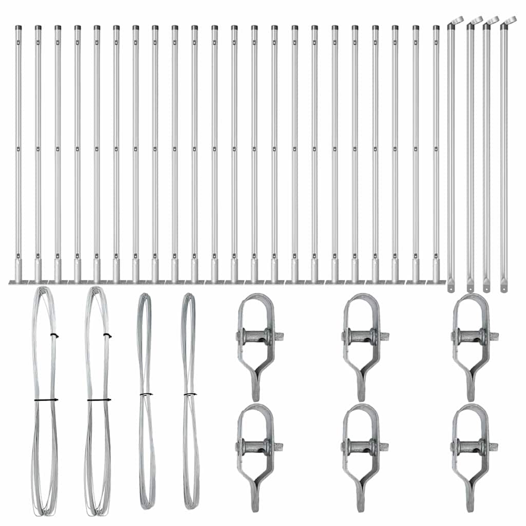 Plotový sloupek. Jiný 26 pcs Stříbrná 3.2 x 3.2 x 110 cm Ocel