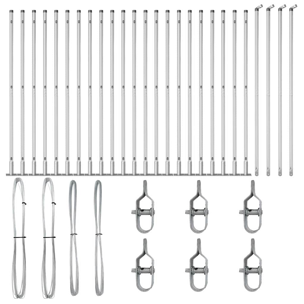 Plotový sloupek. Jiný 26 pcs Stříbrná 3.2 x 3.2 x 68.5 cm Ocel