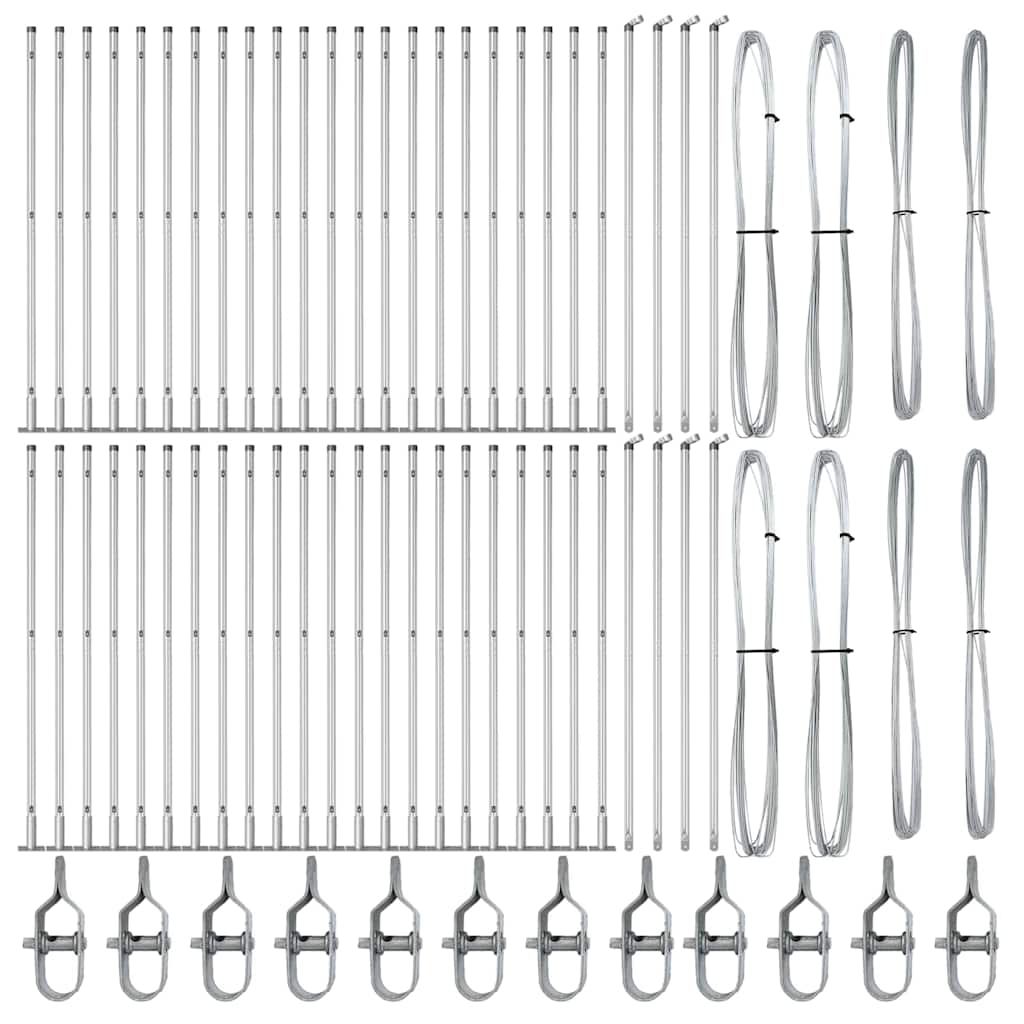 Plotový sloupek. 52 pcs Stříbrná 3.2 x 3.2 x 140 cm Ocel