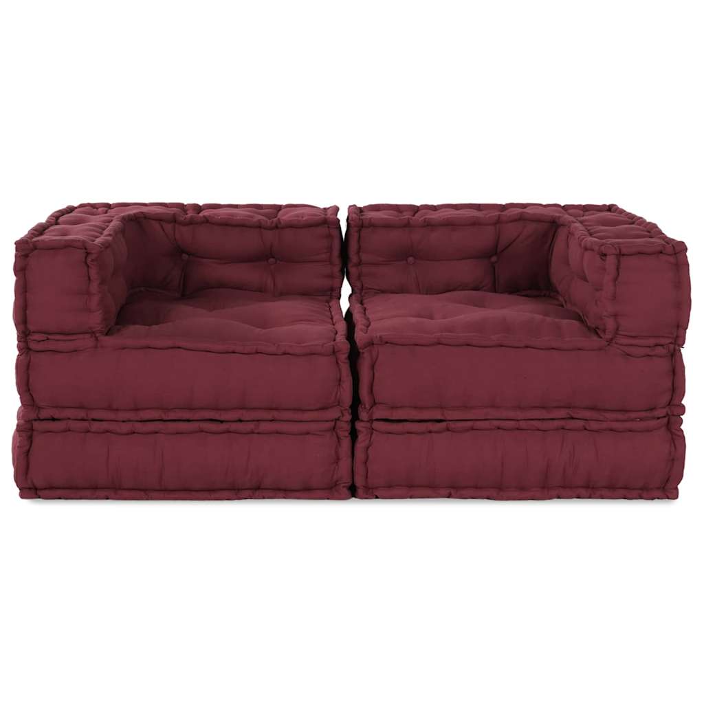 Modulární pohovka 2 pcs Bordó 70 x 70 x 56 cm textil