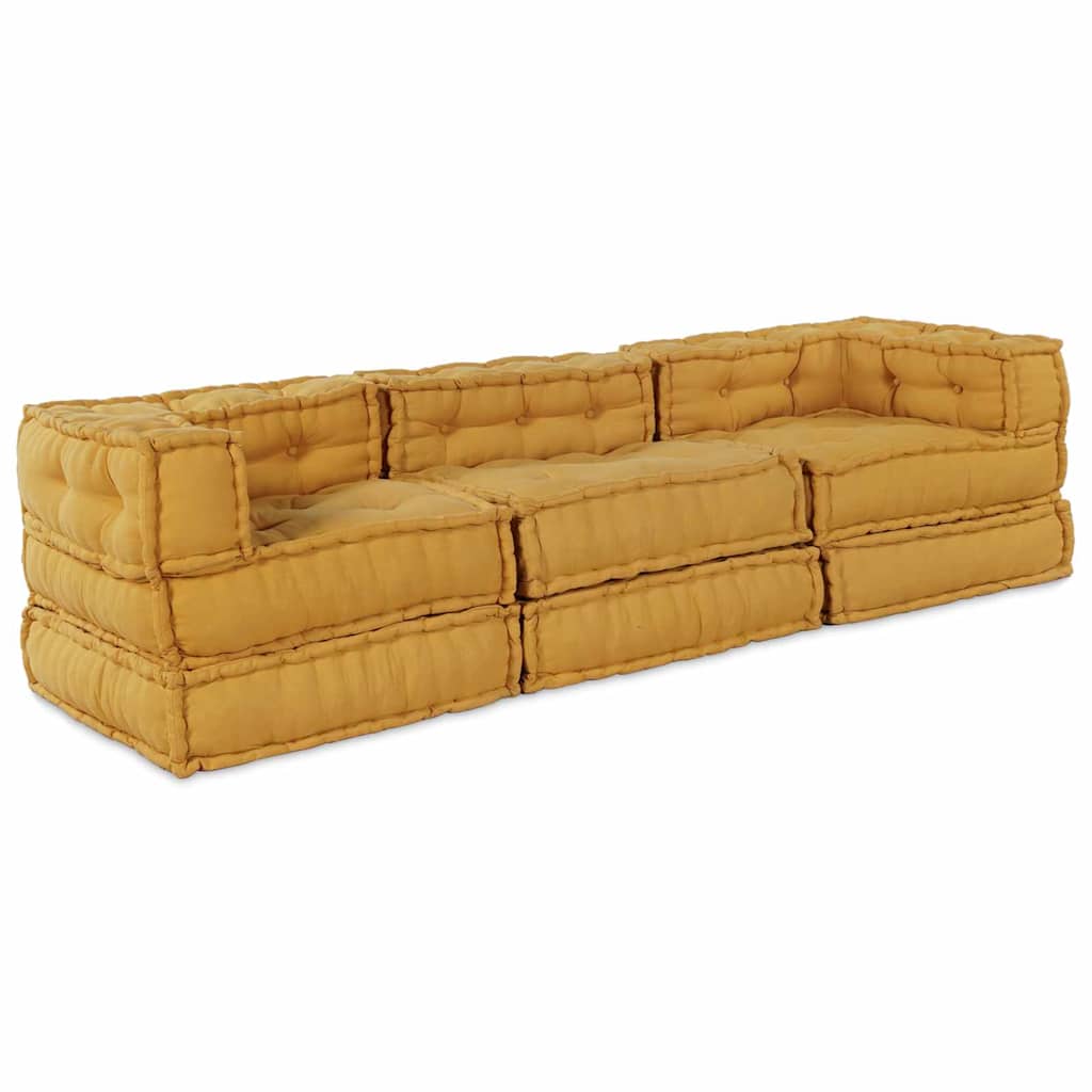 Modulární pohovka 3 pcs Žlutá 70 x 70 x 56 cm textil