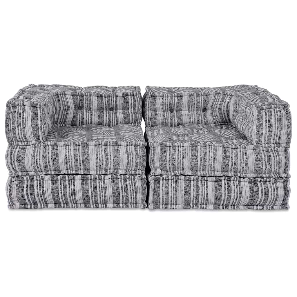 Modulární pohovka Pruhovaný 2 pcs Šedá 70 x 70 x 54 cm textil