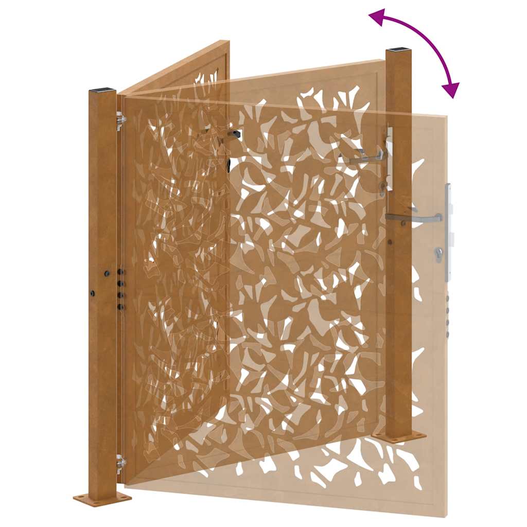 Zahradní branka 105x105 cm klimaticky odolný ocel design listů