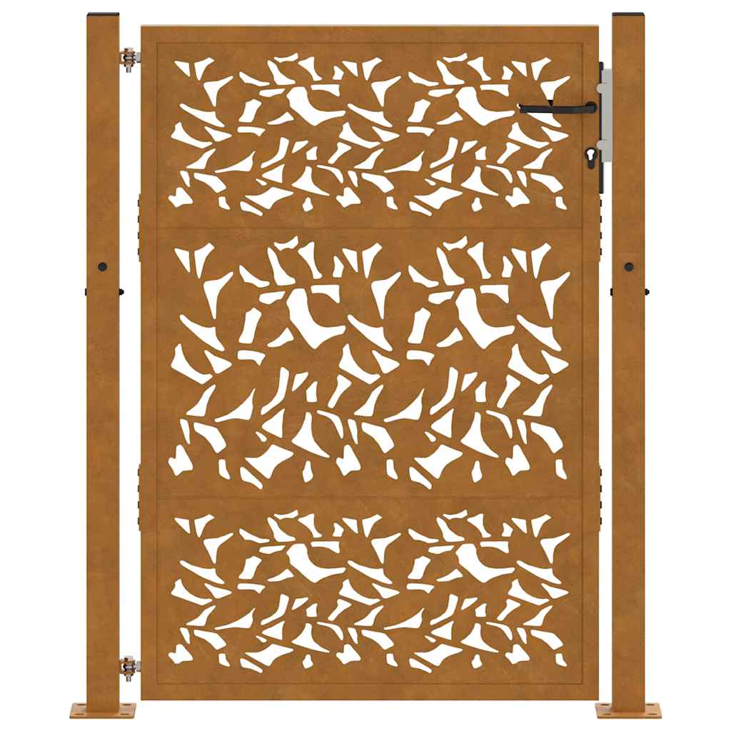 Zahradní branka 105x130 cm klimaticky odolný ocel design listů