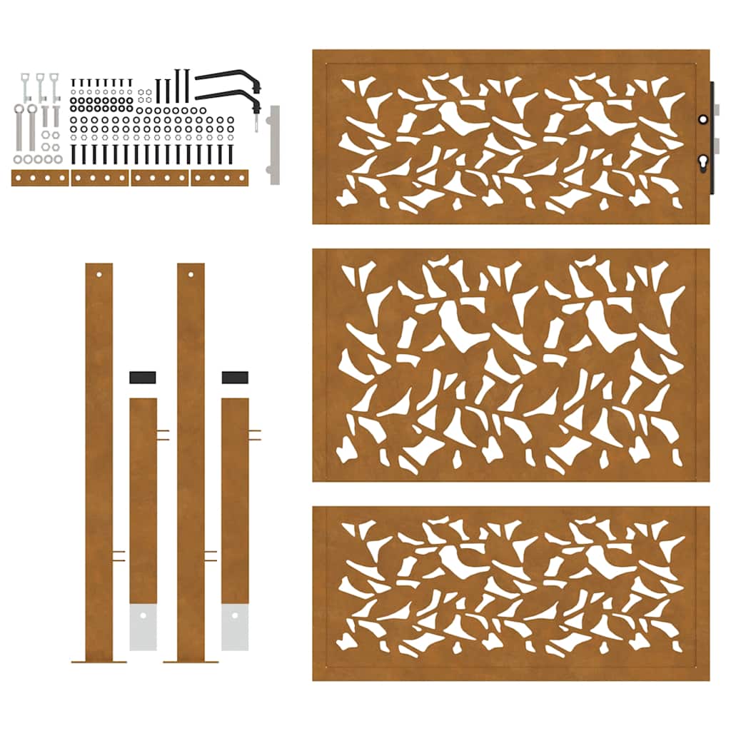 Zahradní branka 105x130 cm klimaticky odolný ocel design listů
