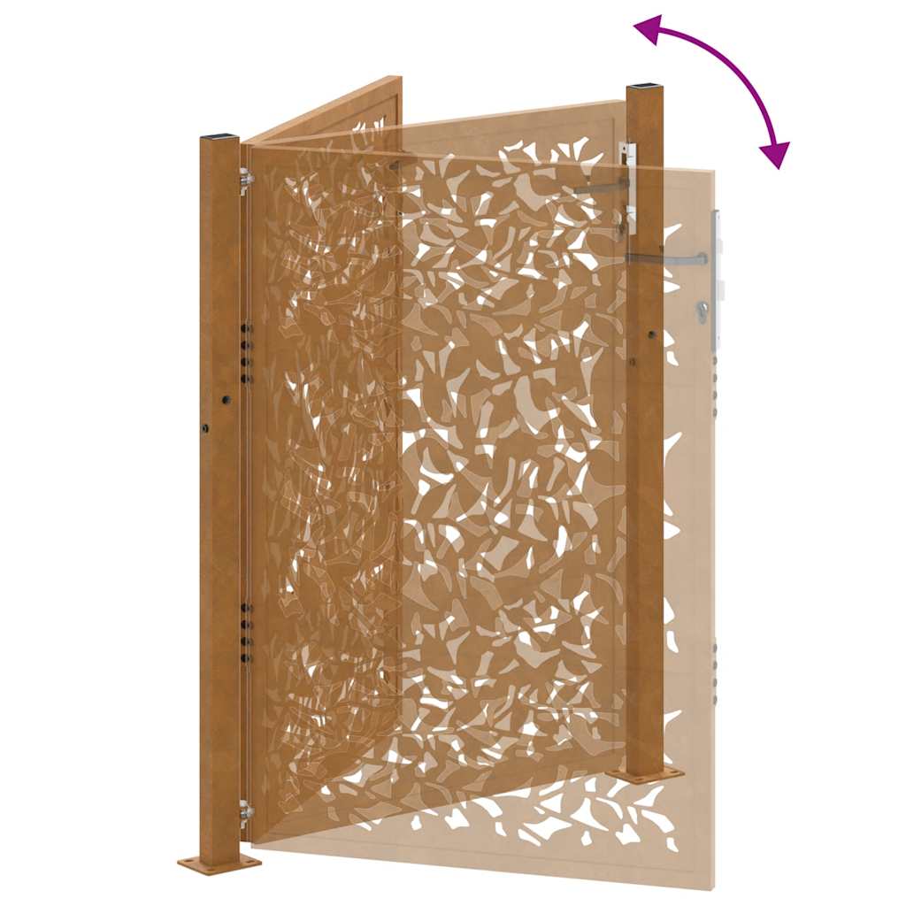 Zahradní branka 105x130 cm klimaticky odolný ocel design listů