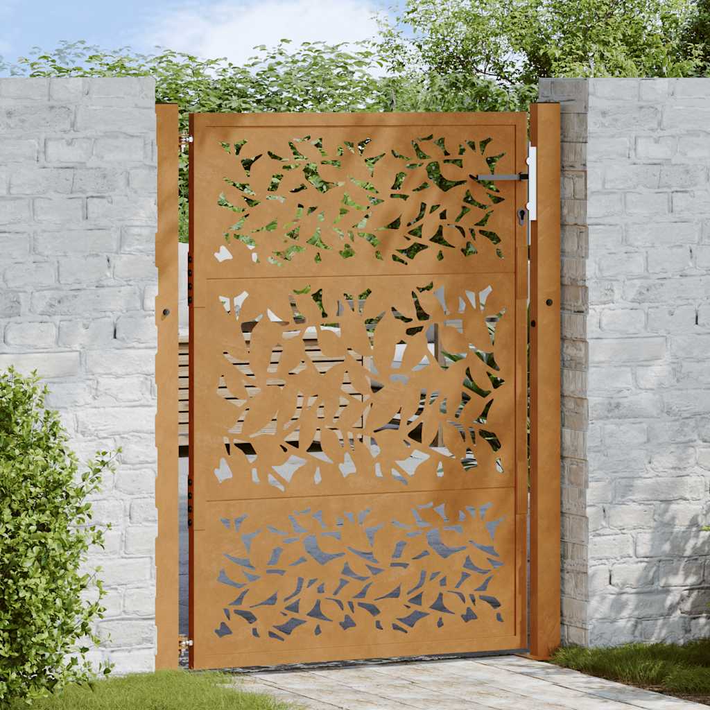 Zahradní branka 105x130 cm klimaticky odolný ocel design listů