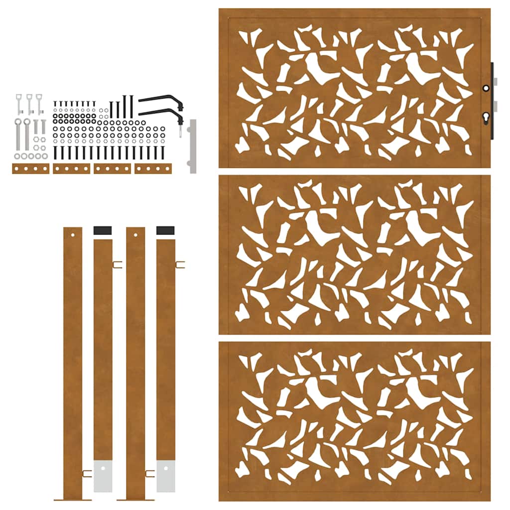Zahradní branka 105x155 cm klimaticky odolný ocel design listů