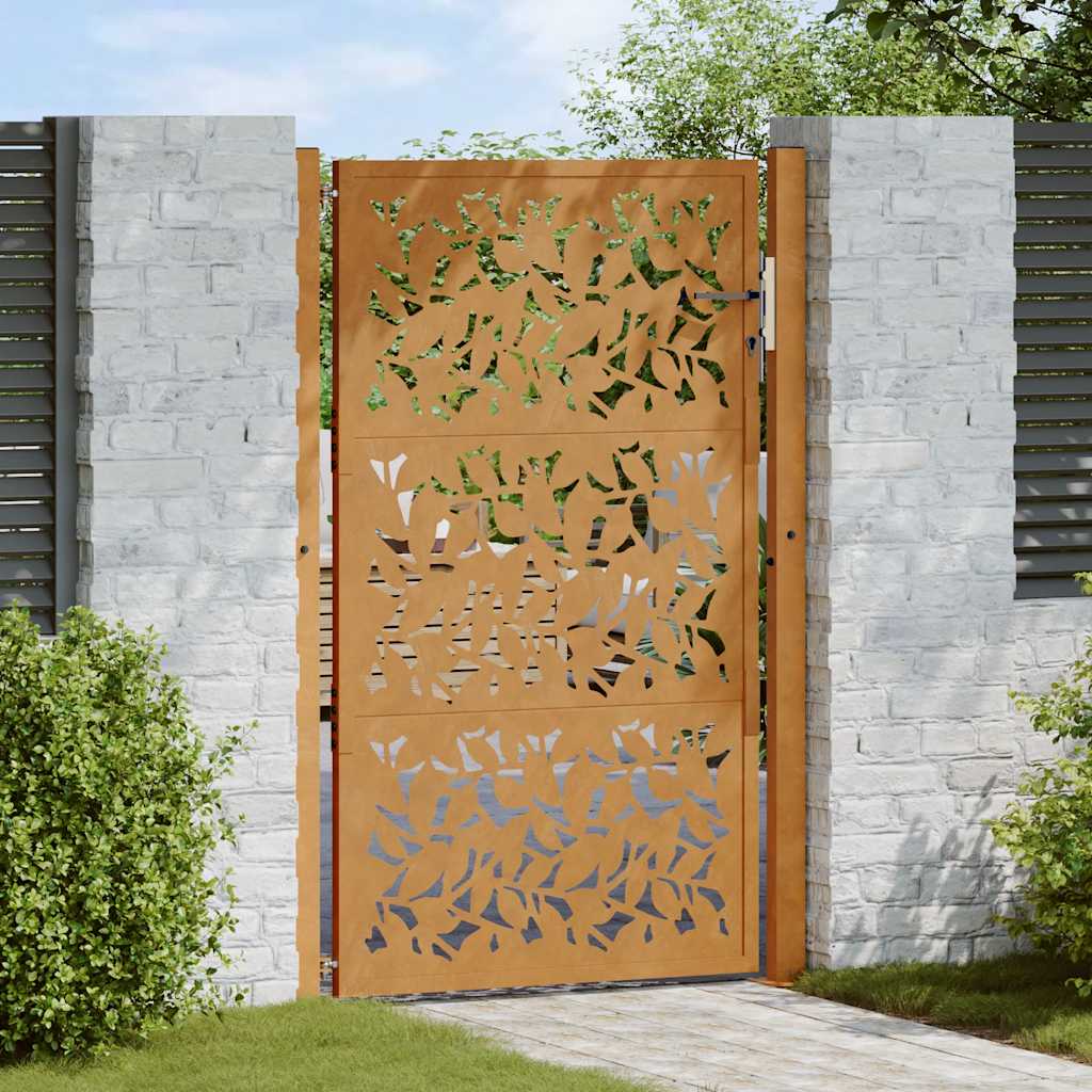 Zahradní branka 105x155 cm klimaticky odolný ocel design listů