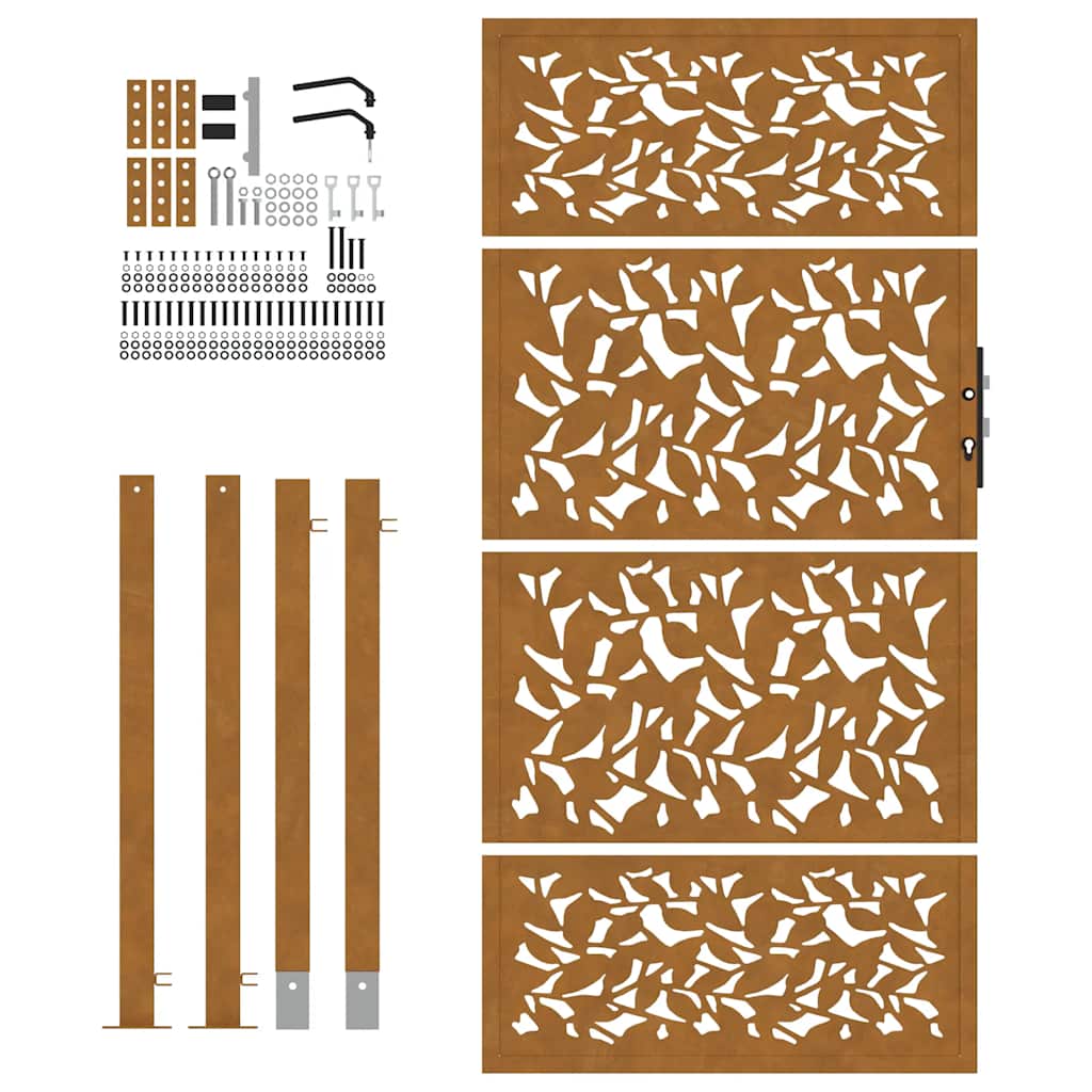 Zahradní branka 105x180 cm klimaticky odolný ocel design listů