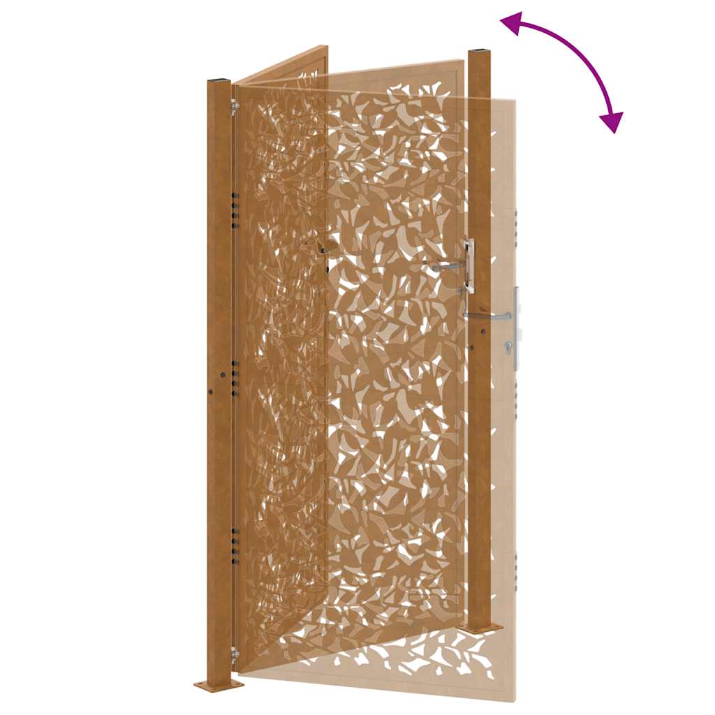 Zahradní branka 105x180 cm klimaticky odolný ocel design listů