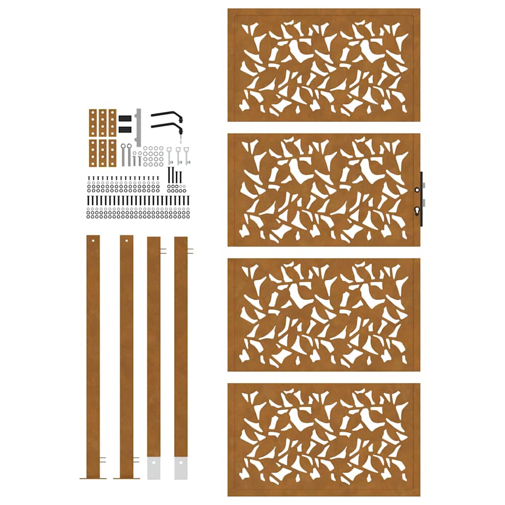 Zahradní branka 105x205 cm klimaticky odolný ocel design listů