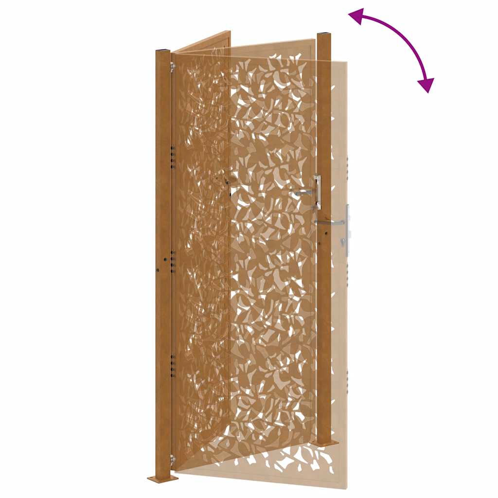 Zahradní branka 105x205 cm klimaticky odolný ocel design listů