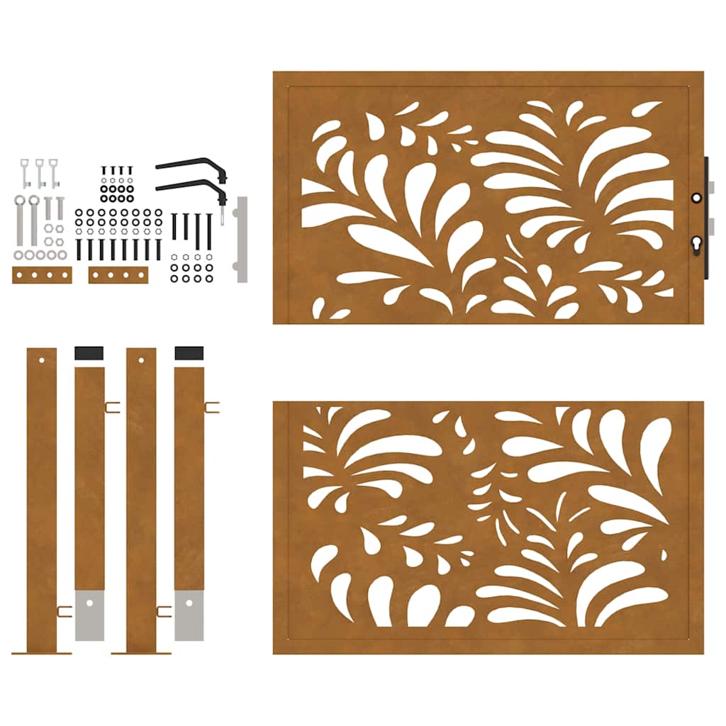 Zahradní branka 105x105cm klimaticky odolný ocel design vlnek