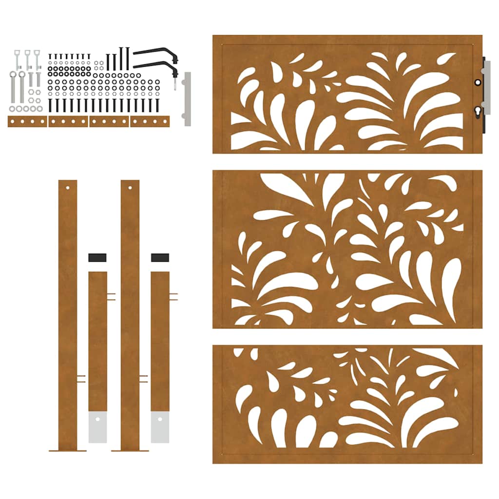 Zahradní branka 105x130 cm klimaticky odolný ocel design vlnek