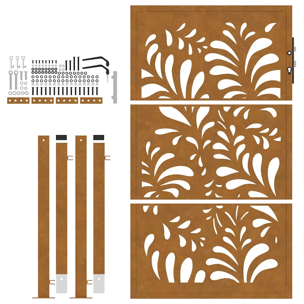Zahradní branka 105x155 cm klimaticky odolný ocel design vlnek