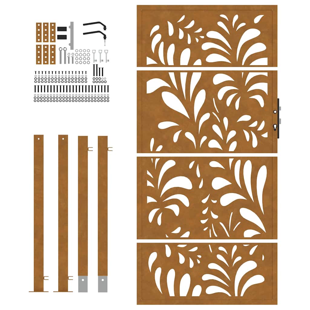 Zahradní branka 105x180 cm klimaticky odolný ocel design vlnek