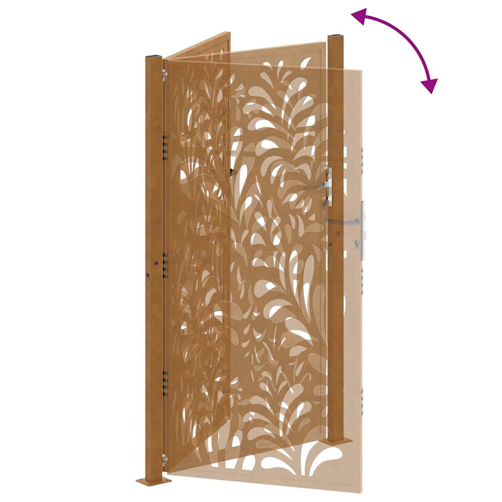 Zahradní branka 105x180 cm klimaticky odolný ocel design vlnek