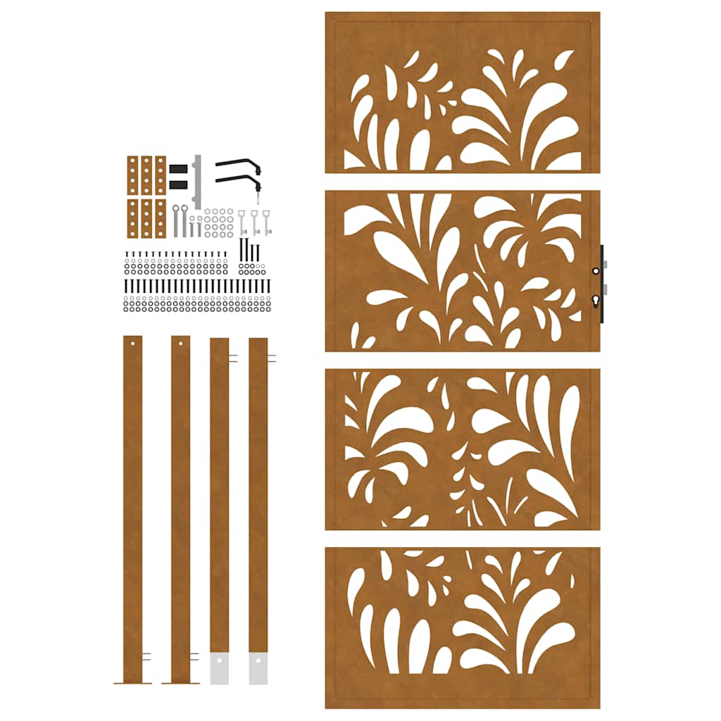 Zahradní branka 105x205 cm klimaticky odolný ocel design vlnek