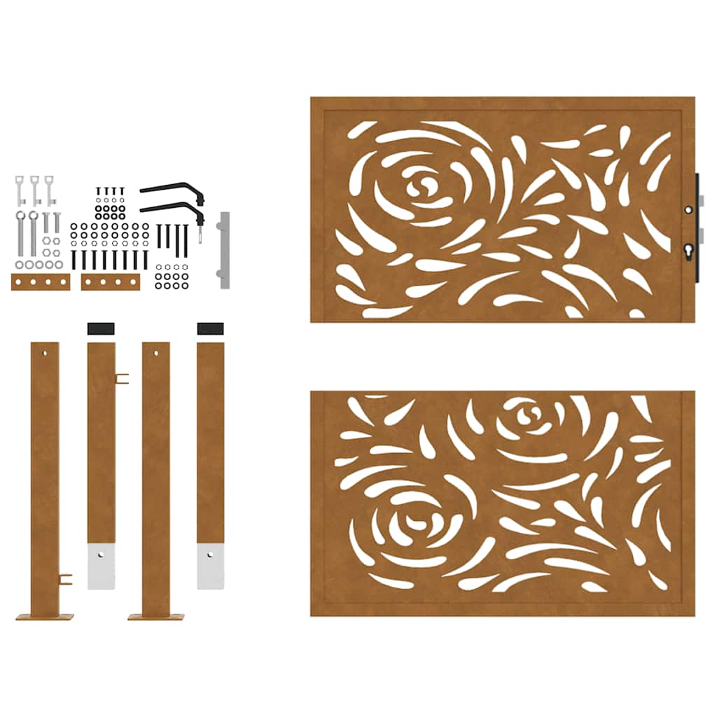 Zahradní branka 105x105cm klimaticky odolný ocel design plamene
