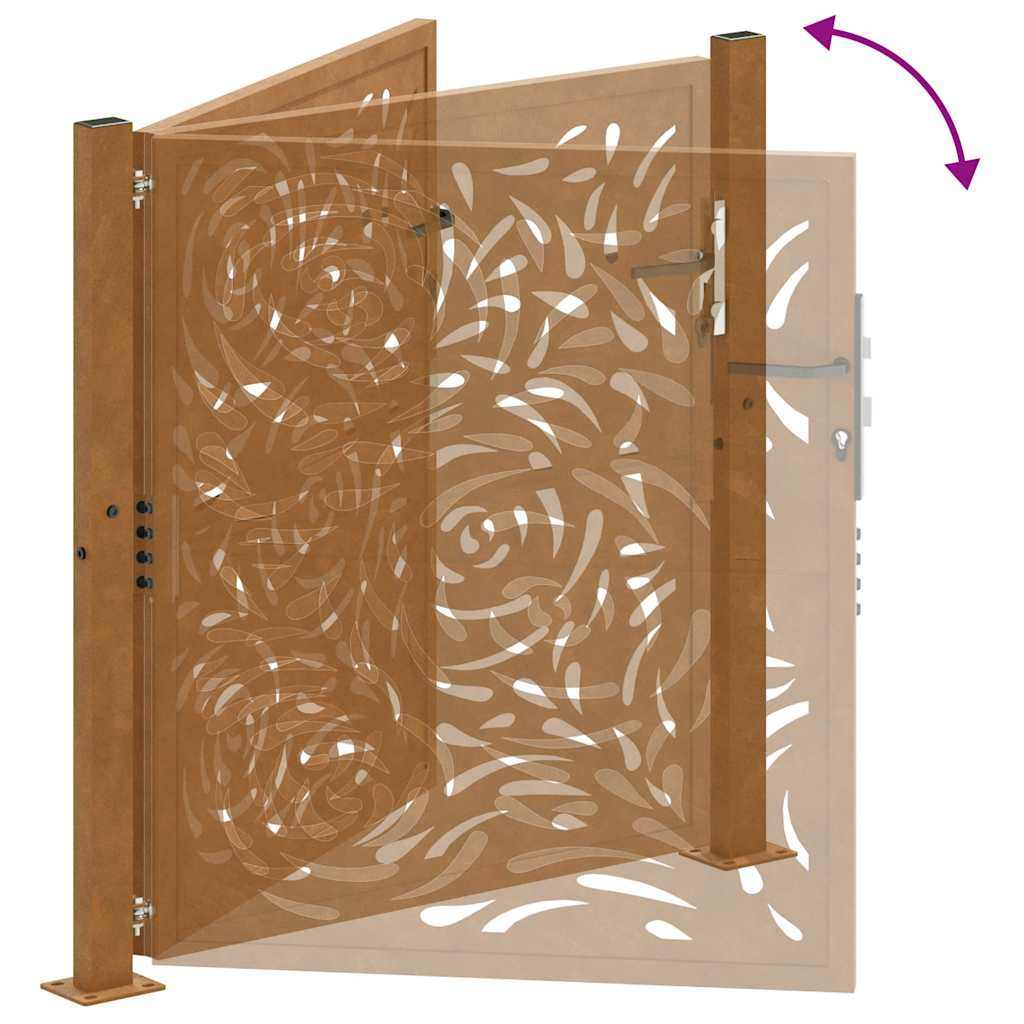 Zahradní branka 105x105cm klimaticky odolný ocel design plamene