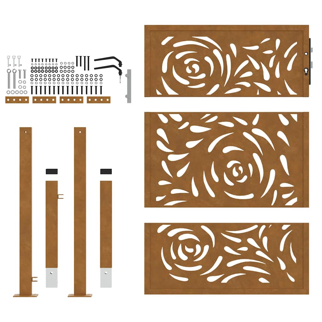 Zahradní branka 105x130 cm klimaticky odolný ocel design vlnek