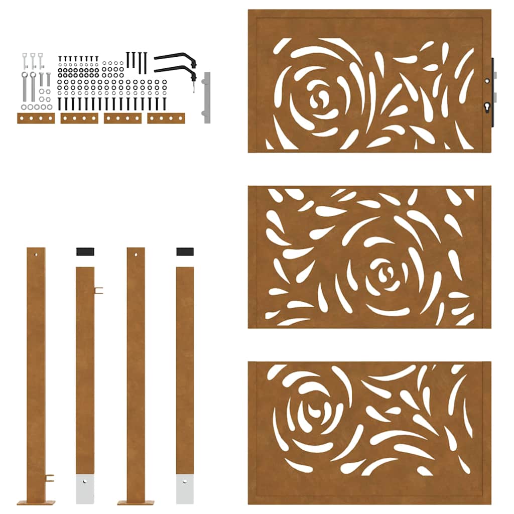 Zahradní branka 105x155 cm klimaticky odolný ocel design vlnek