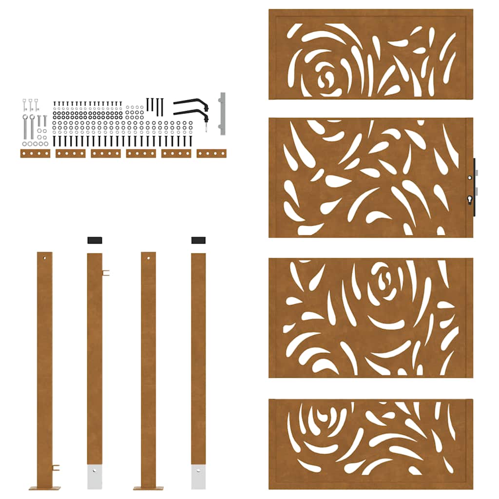 Zahradní branka 105x180 cm klimaticky odolný ocel design vlnek