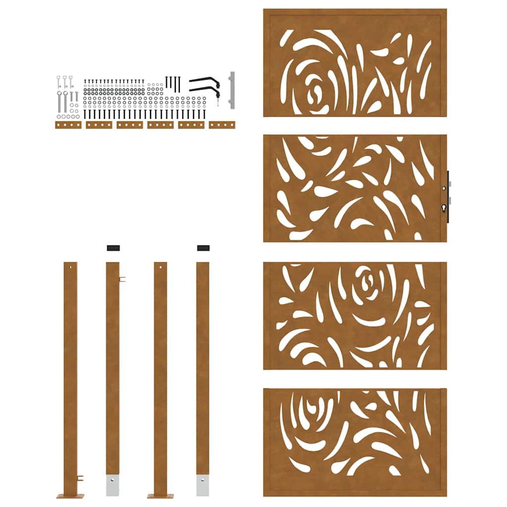 Zahradní branka 105x205 cm klimaticky odolný ocel design vlnek