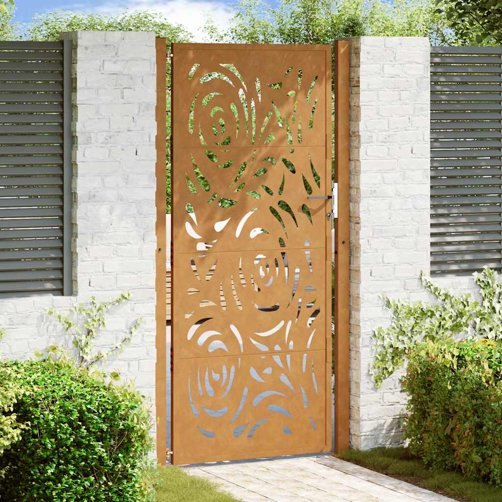 Zahradní branka 105x205 cm klimaticky odolný ocel design vlnek