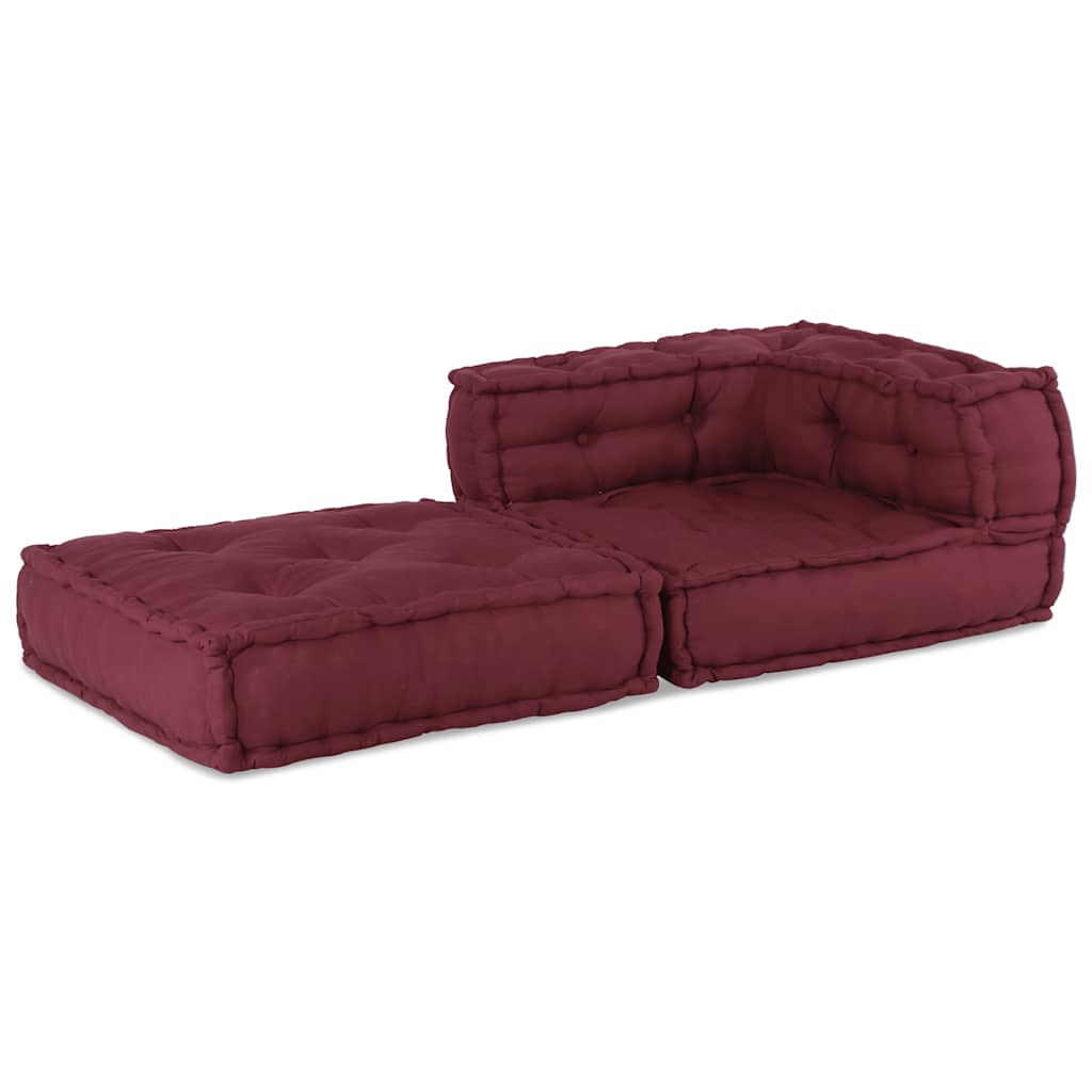 Modular Pouffe Maroon 70x70x54 Fabric