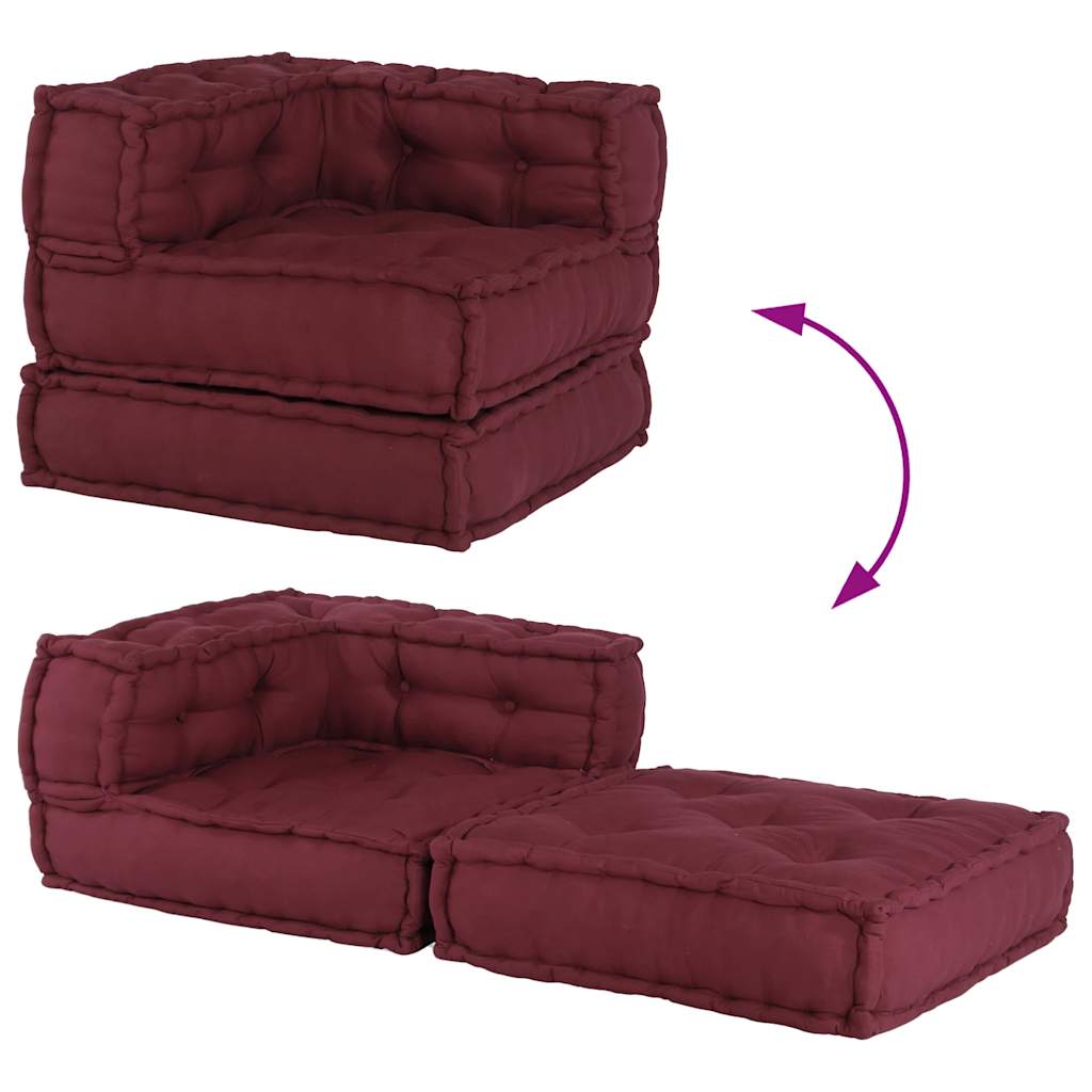 Modular Pouffe Maroon 70x70x54 Fabric