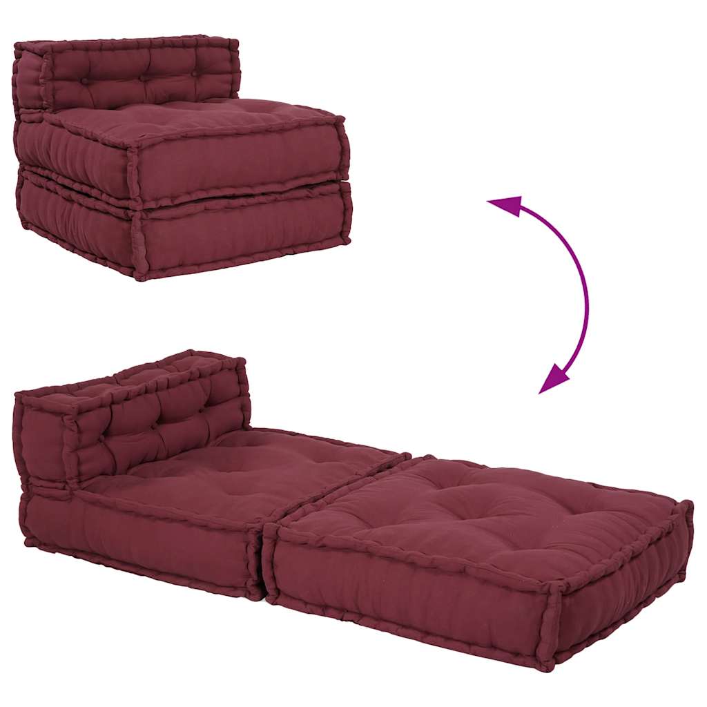 Modular Pouffe Maroon 70x70x54 Fabric