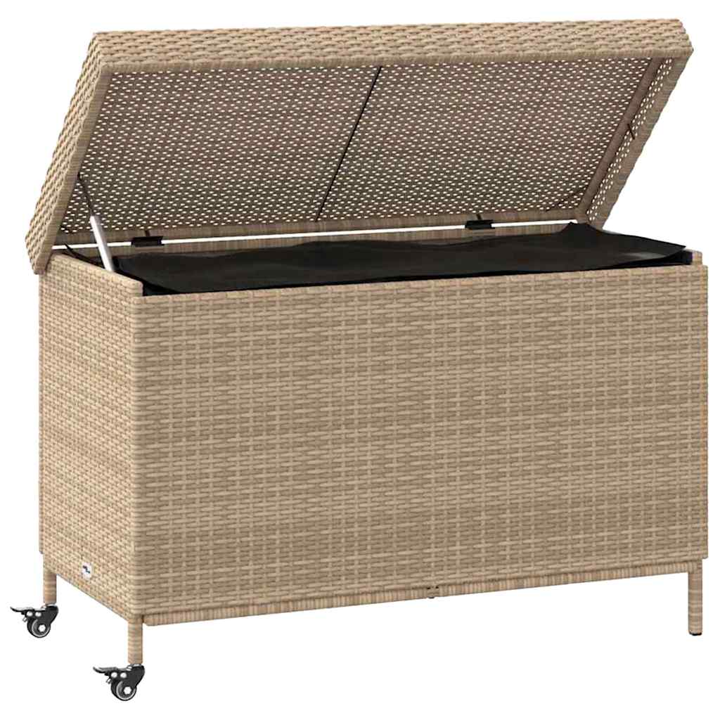 Zahradní úložný box s kolečky smíšený béžový 110x55x73 cm